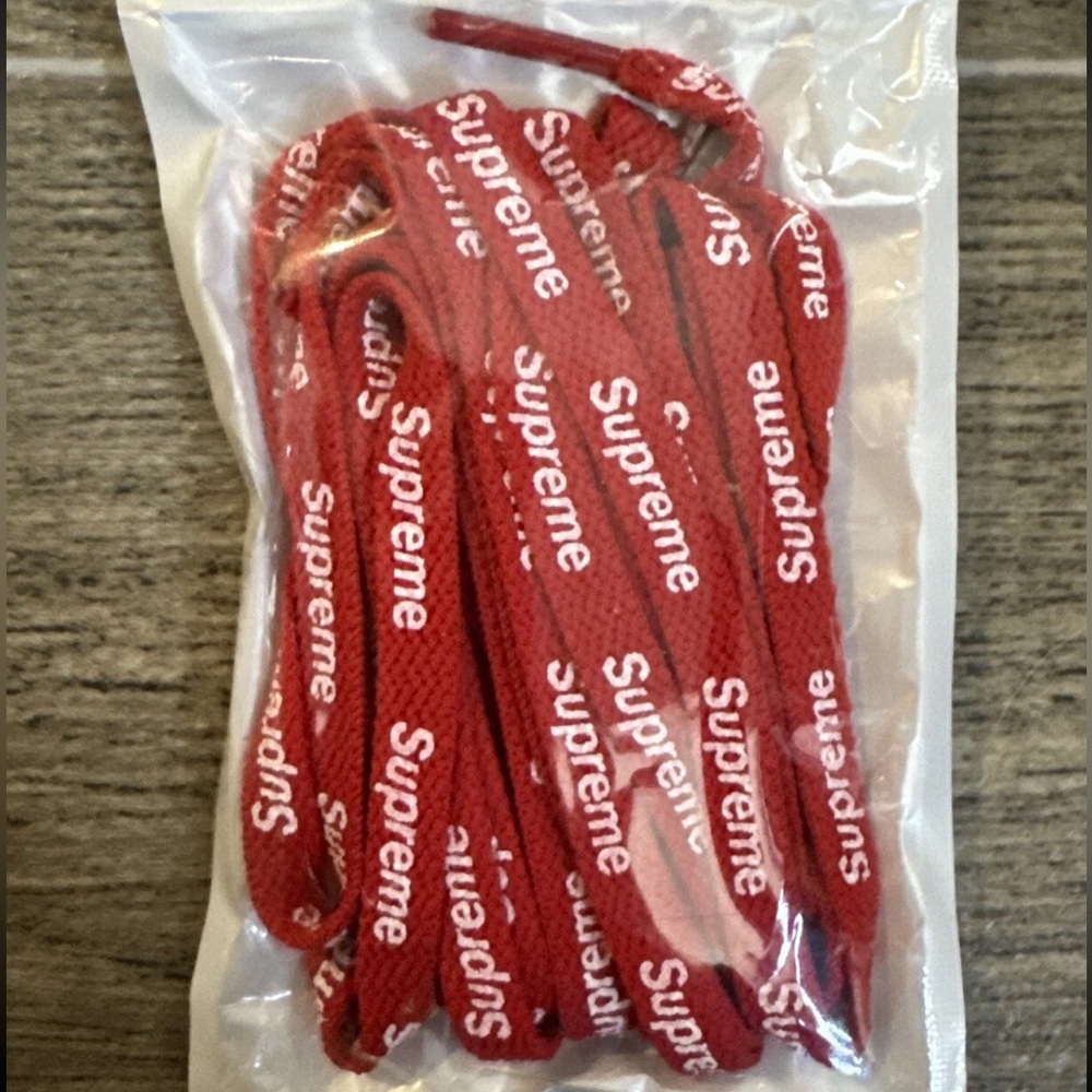 Supreme Red Shoelaces with White Logo